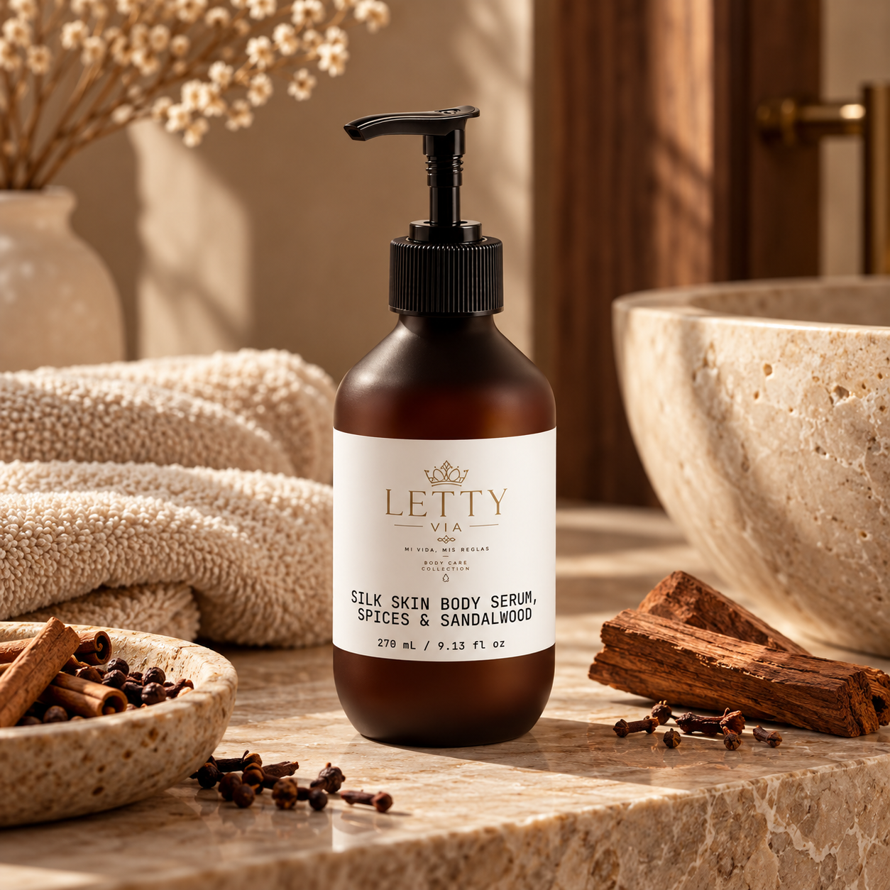 Silk Skin Body Serum, Spices & Sandalwood