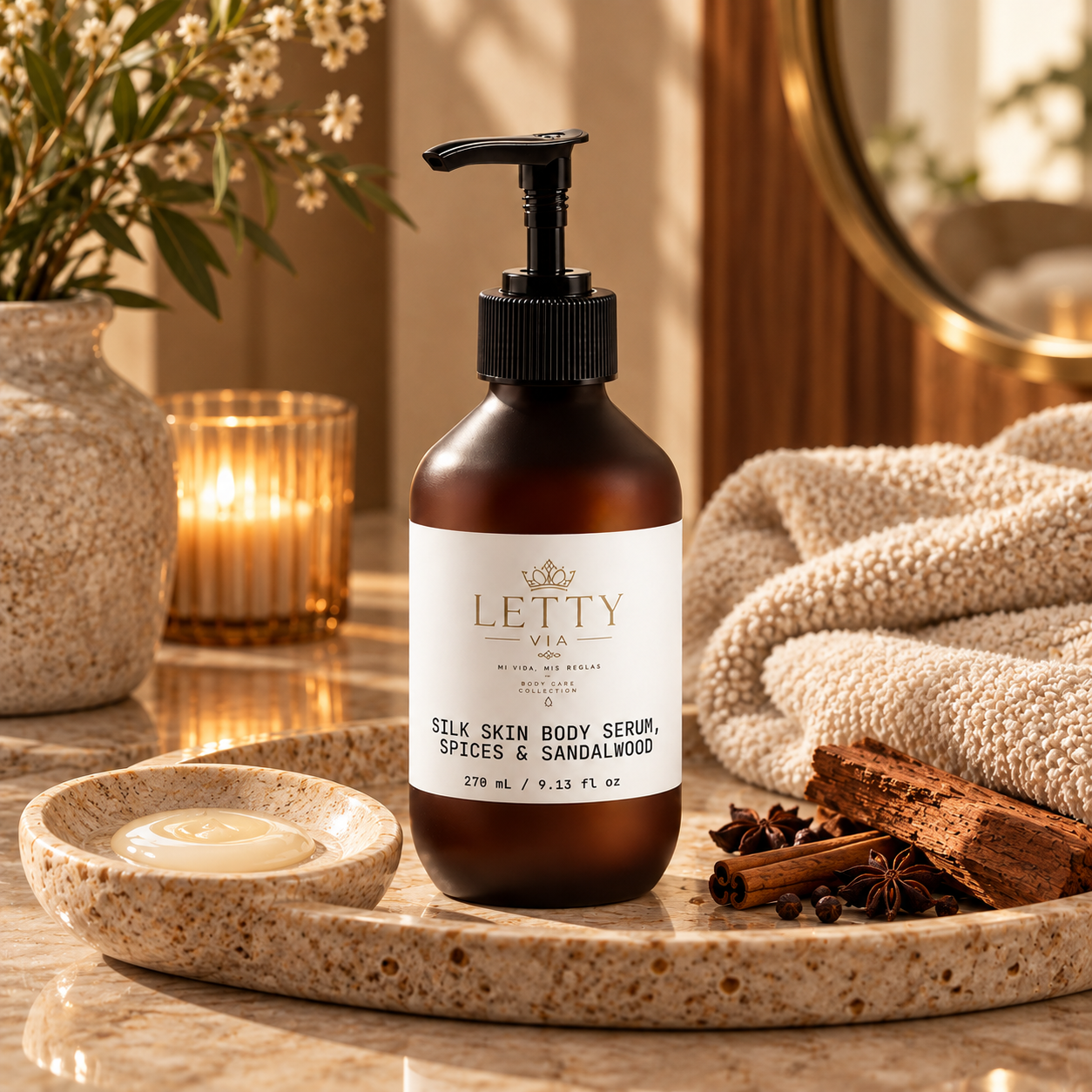 Silk Skin Body Serum, Spices & Sandalwood