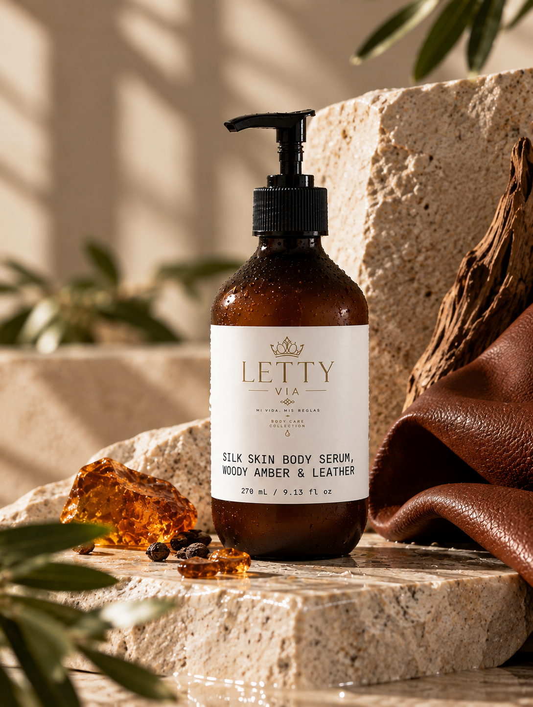 Silk Skin Body Serum, Woody Amber & Leather