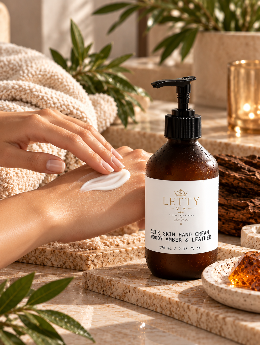 Silk Skin Hand Cream, Woody Amber & Leather